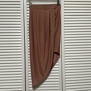 Missguided Mauve colored satin high-low skirt with pleats